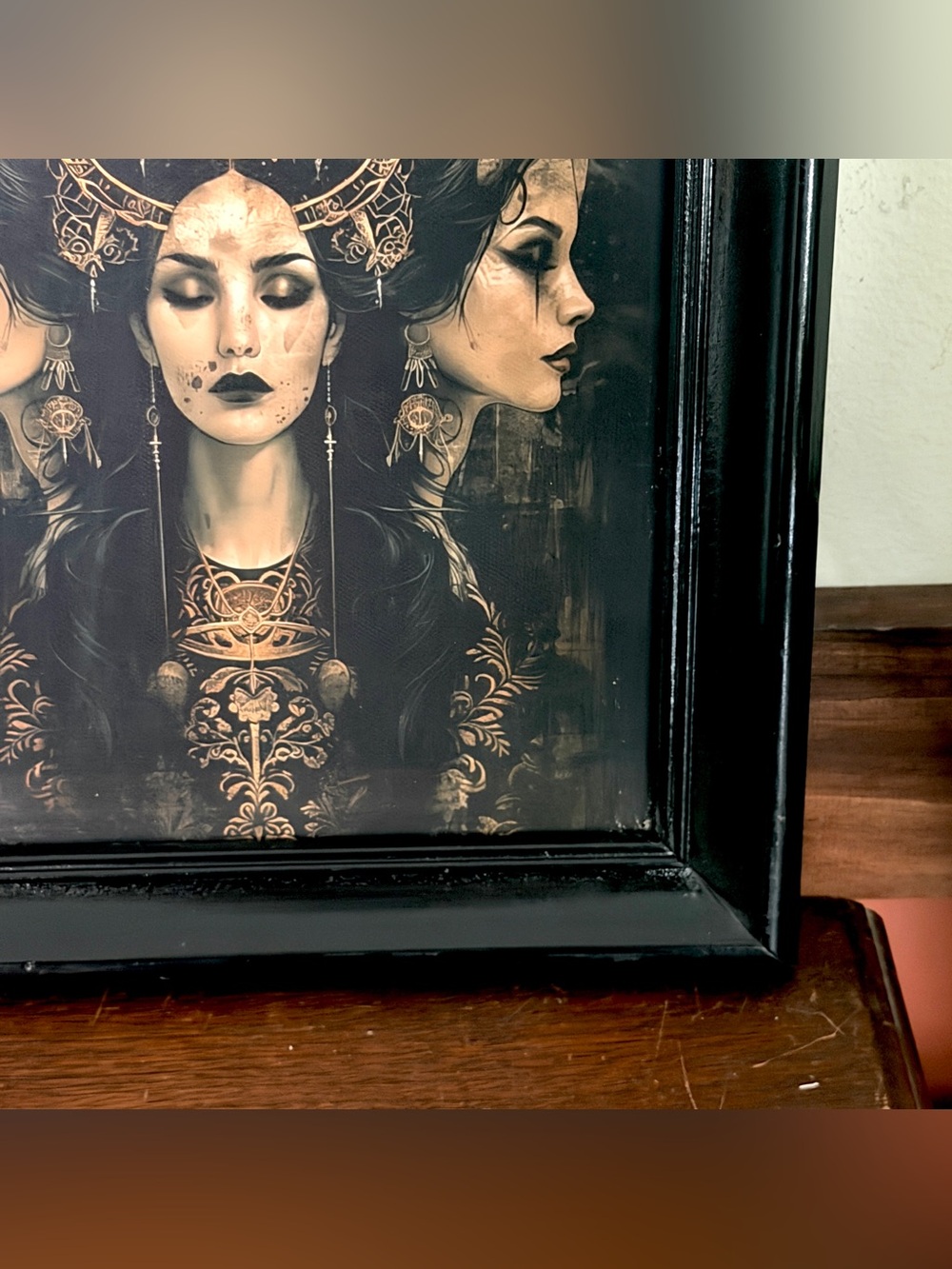 Pagan Goddess Hecate Triple Moon Witch Canvas Art Print Black Framed Wall Art - Picture 5 of 9